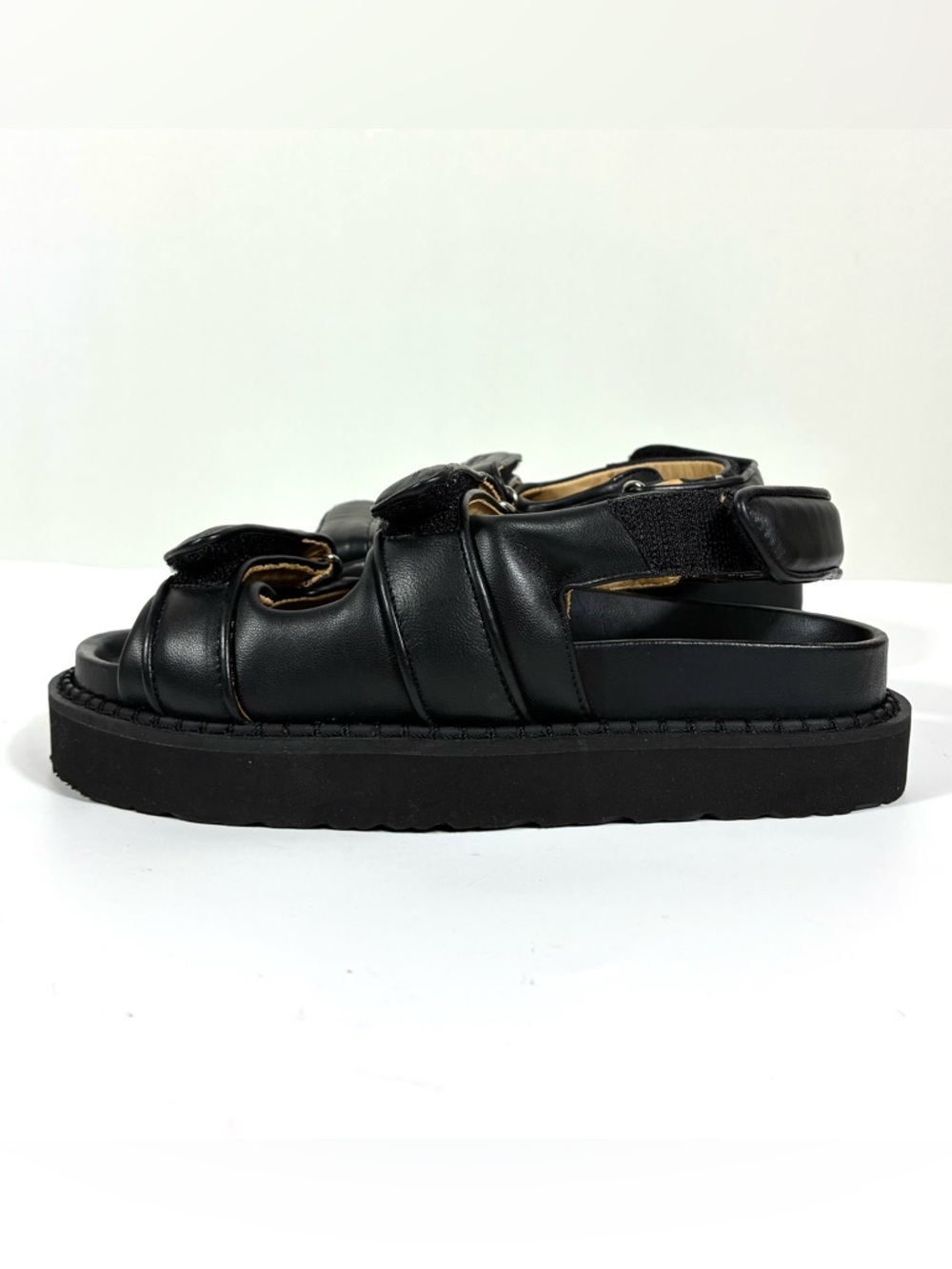 Isabel Marant Madee Platform Leather Sandals Black 41 NEW Flat Summer Designer - Picture 10 of 14